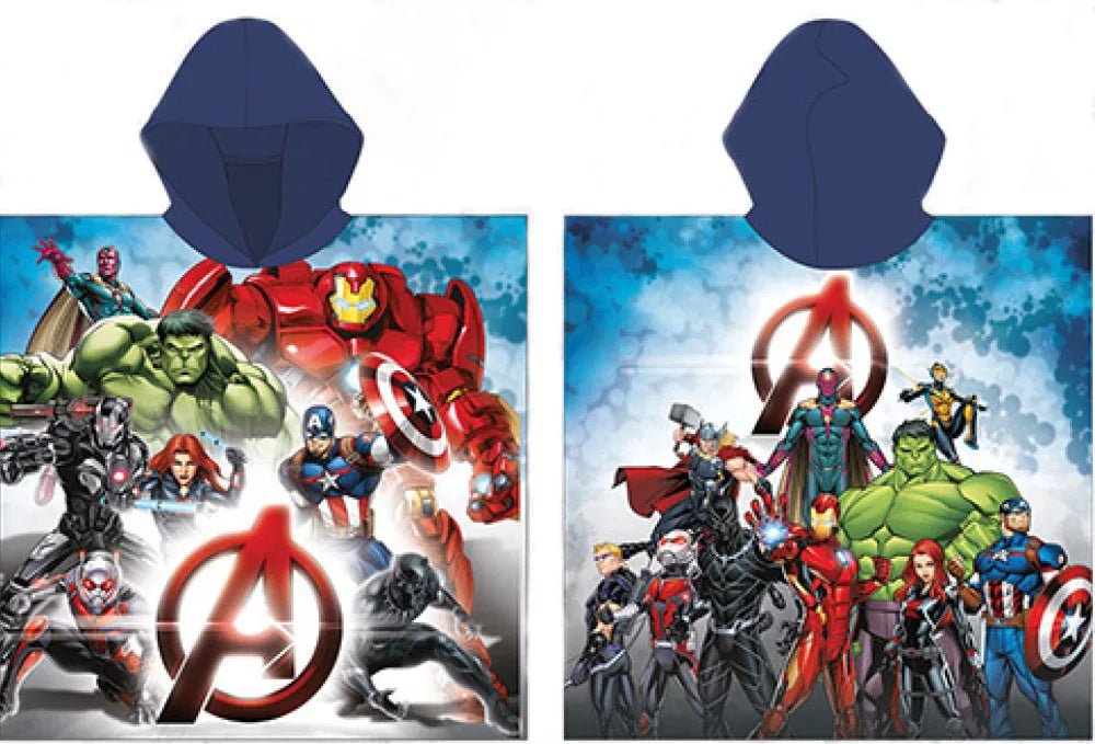 Avengers Heroes poncho/badehåndklæde med logo 55x110 cm (blå) - Kidzy.dk