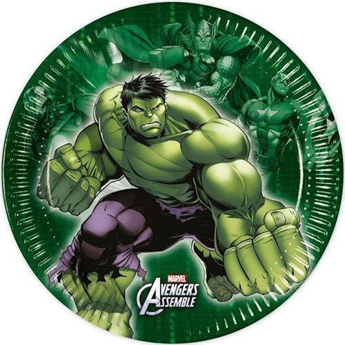 Avengers Hulk Paptallerken (8.stk) 19,5cm - Kidzy.dk
