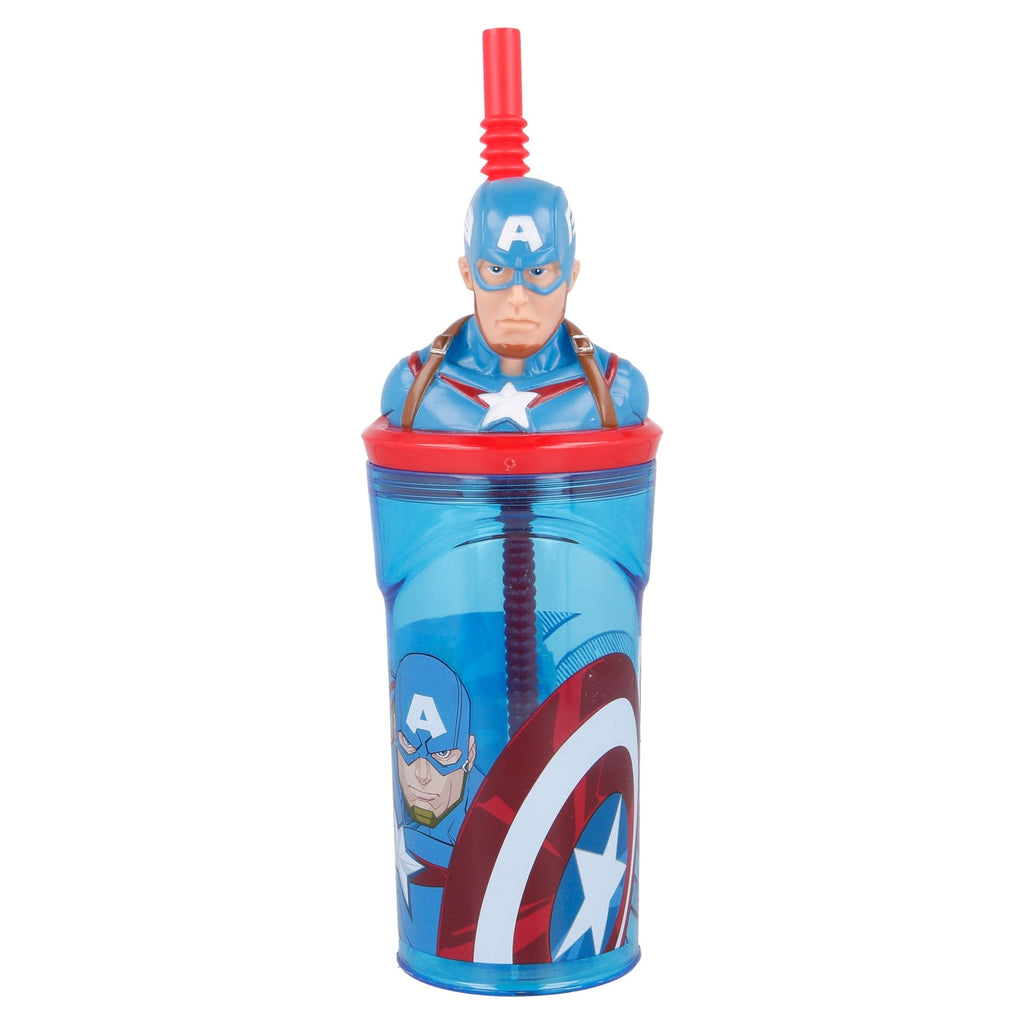 Captain America 3D krus med sugerør 360 ml - Kidzy.dk