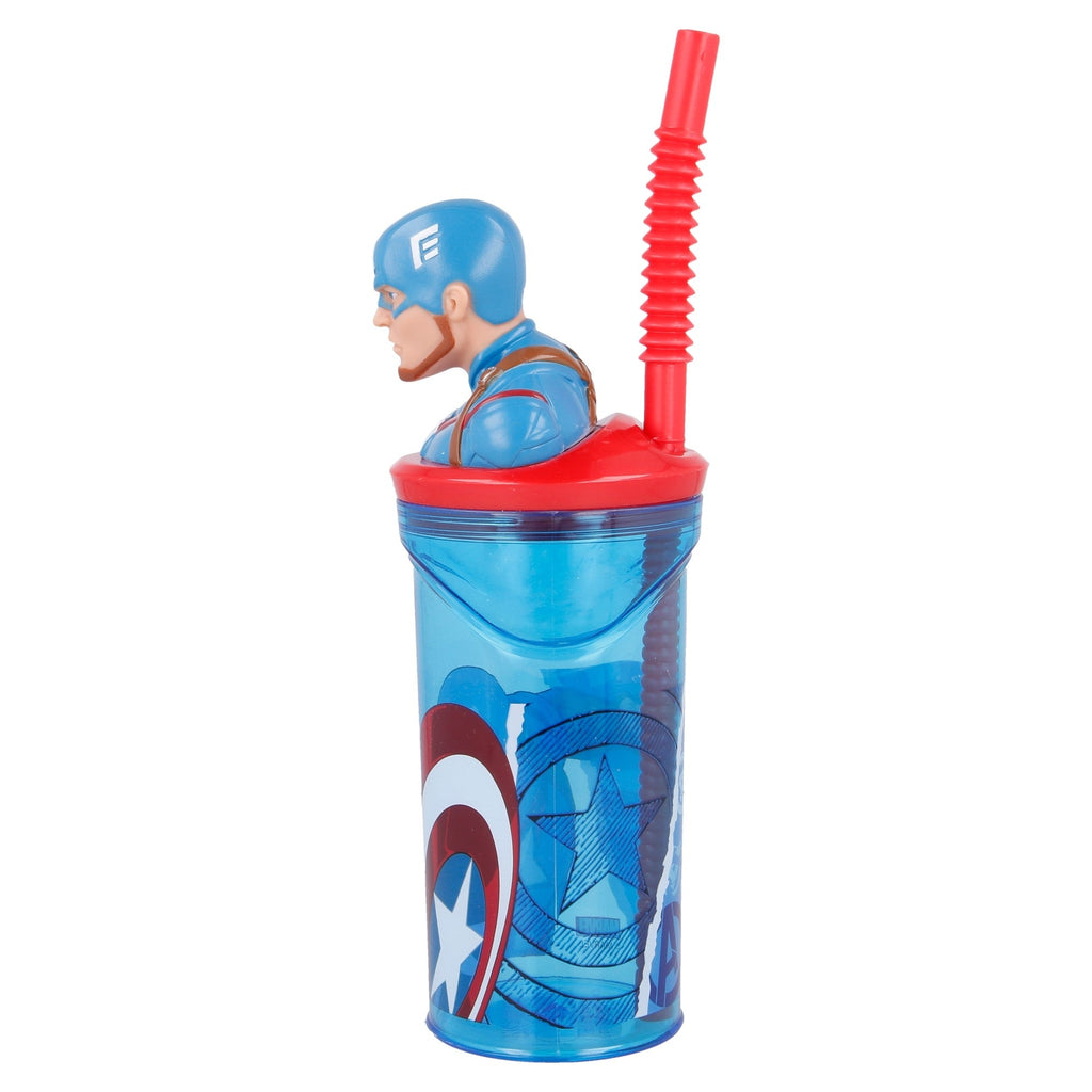 Captain America 3D krus med sugerør 360 ml - Kidzy.dk