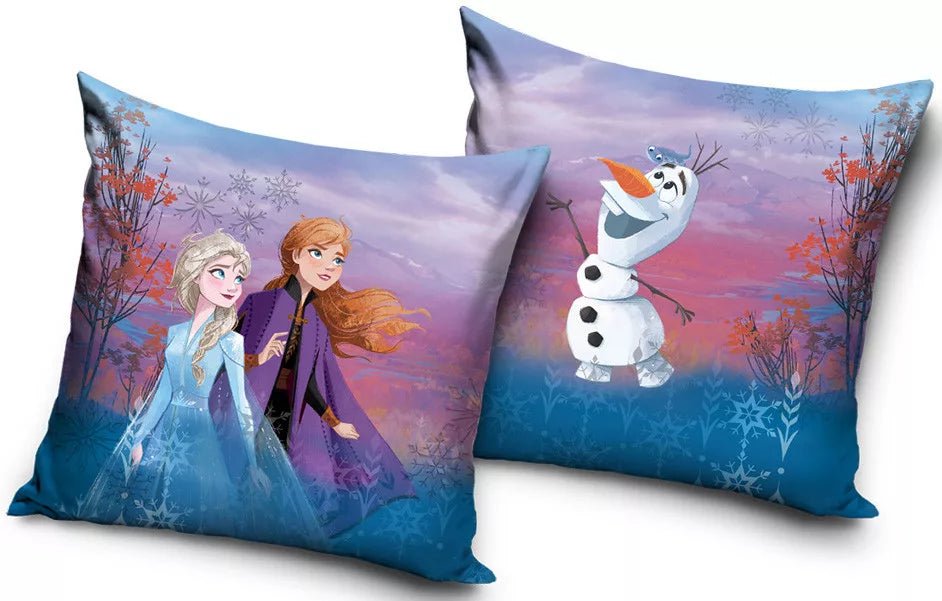 Disney Frost 'Anna, Elsa og Oluf' Pudebetræk 40x40 cm (lilla) - Kidzy.dk