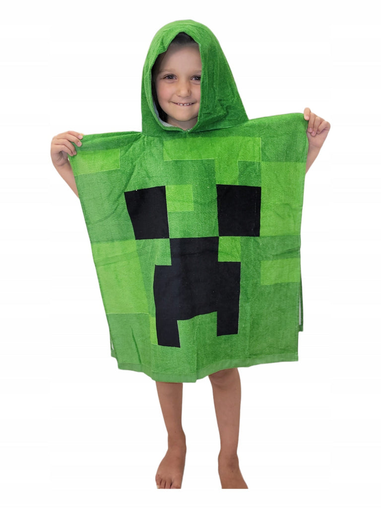 Minecraft "Creeper" Poncho 60x120 cm (grøn) - Kidzy.dk