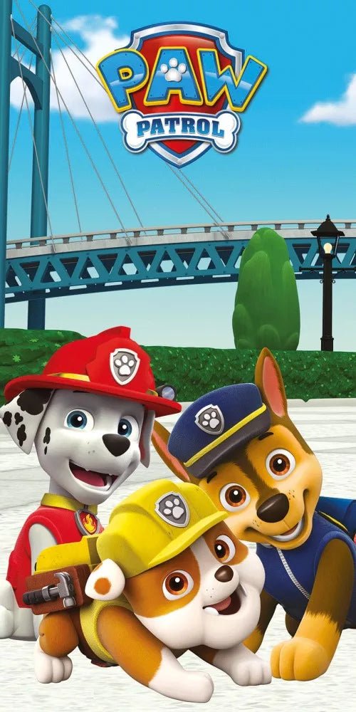 Paw Patrol Badehåndklæde med Chase, Rubble og Marshall 70x140 cm (lyseblå) - Kidzy.dk