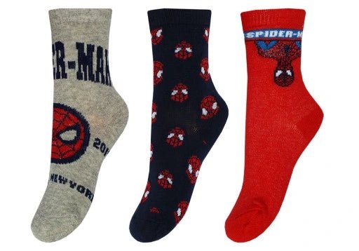 Spiderman sokker 3-pak blå/rød/grå - Kidzy.dk