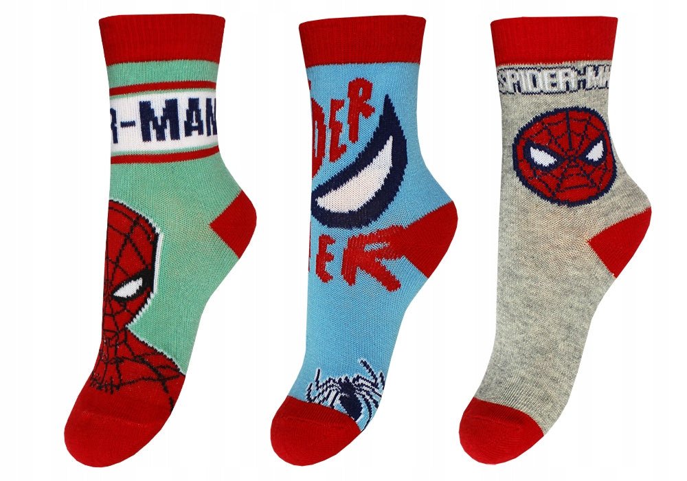 Spiderman sokker 3-pak grå/grøn/blå - Kidzy.dk