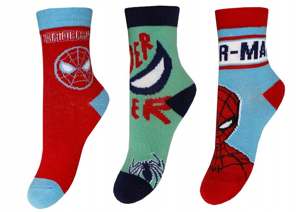 Spiderman sokker 3-pak rød/grøn/blå - Kidzy.dk