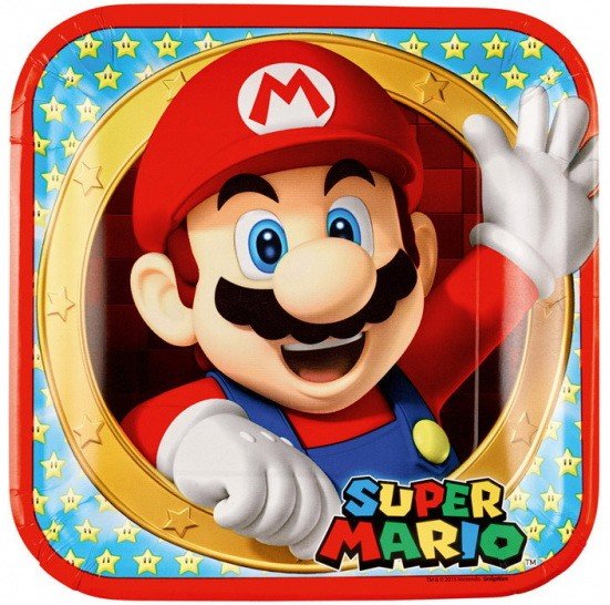 Super Mario papirtallerken 8-pak (23 cm) - Kidzy.dk
